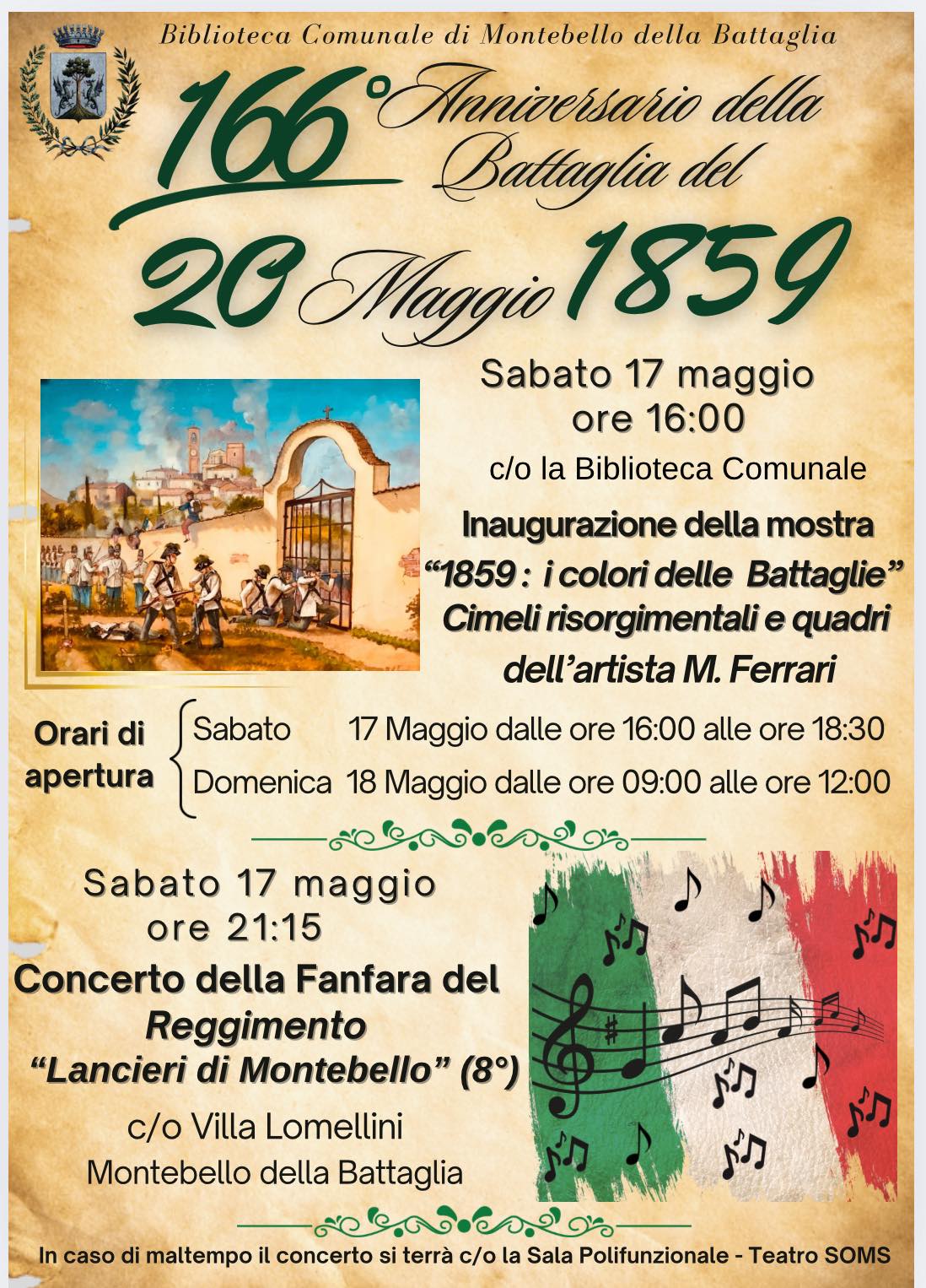 166° anniversario della Battaglia del 20 maggio 1859