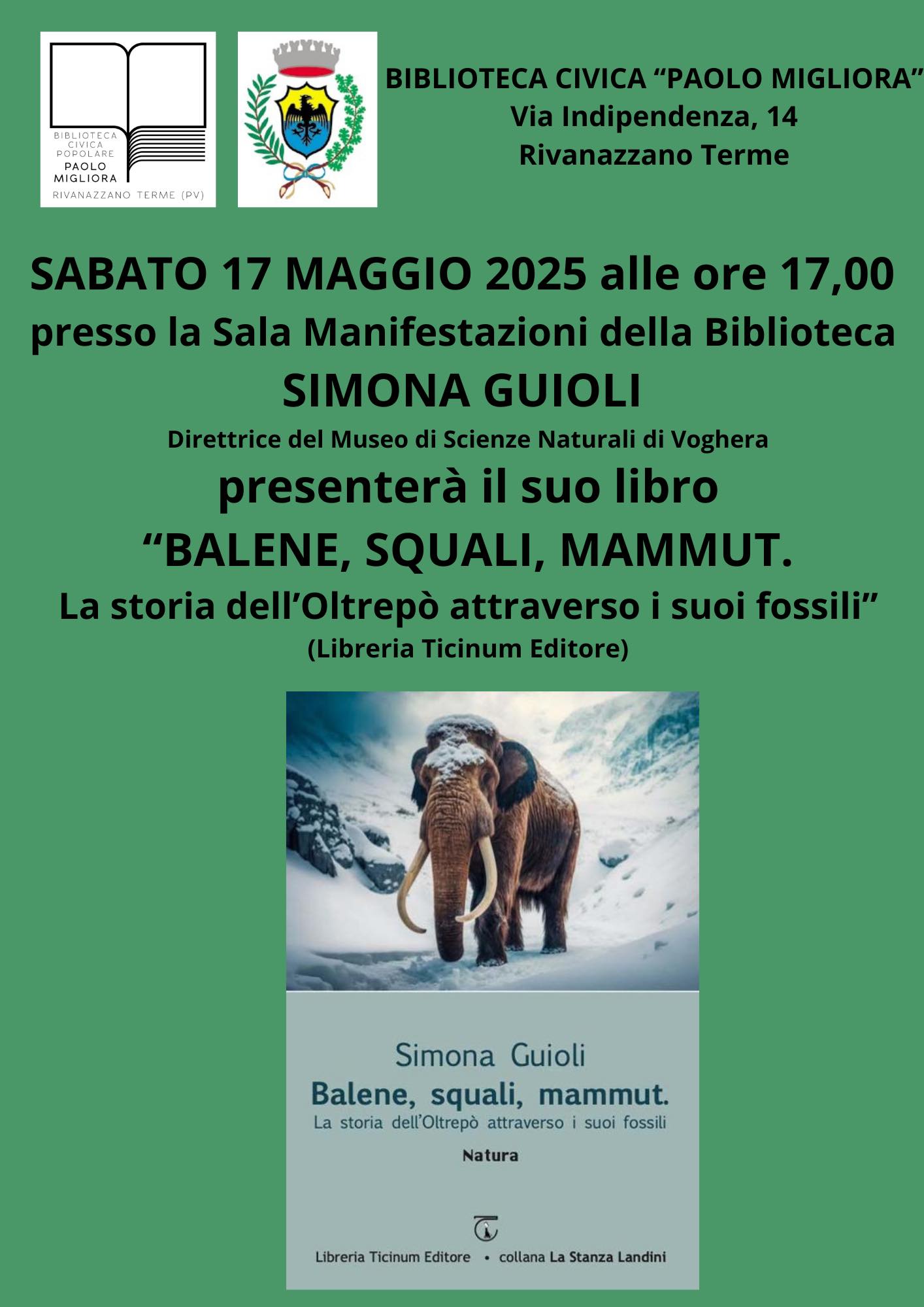 BALENE, SQUALI, MAMMUT. La storia dell’Oltrepò attraverso i suoi fossili