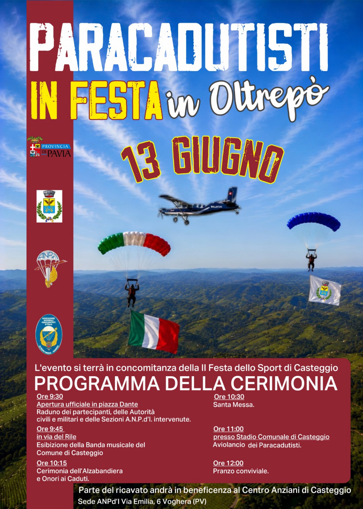Paracadutisti in festa in Oltrepò